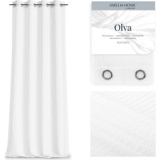 OLVA curtain, white color, silver eyelets, openwork, 140x250