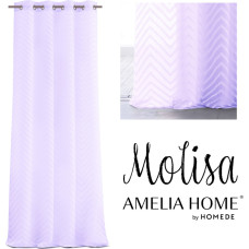 MOLISA curtain, lilac color, embroidered boho motif, silver grommets, voile, 140x270