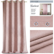 LAMARI curtain, pink color, embossed, classic style, silver eyelets, blackout suede shine, 140x250