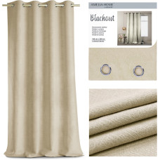 LAMARI curtain, beige color, embossed, classic style, silver eyelets, blackout suede shine, 140x250