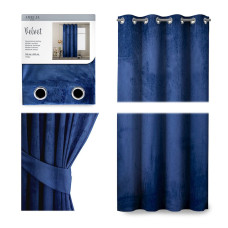 VELVET kardin indigo värvi klassikalises stiilis hõbedane samet aasad 140x245