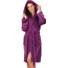 ROBBY bathrobe, purple, smooth, classic motif