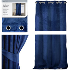 VELVET aizkaru indigo krāsas klasiskā stila sudraba samta cilpiņas 140x270