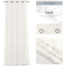 SAND curtain, white color, printed grommets, silver grommets, voile 140x270