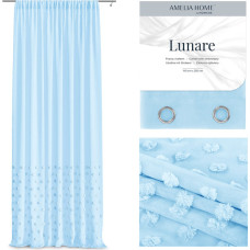 LUNARE curtain, blue color, embroidered boho motif, voile tape, 140x250