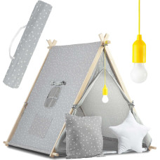 Nukido Mājas telts bērniem ar lampu - pelēka