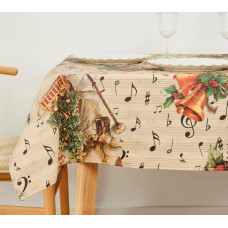 Stain-proof resined tablecloth Belum Christmas Sheet Music Black Red Green Linen 200 x 150 cm