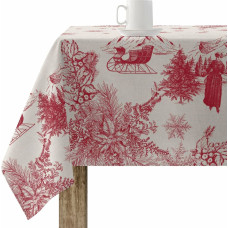 Stain-proof resined tablecloth Belum Christmas Toile Red Linen 100 x 150 cm