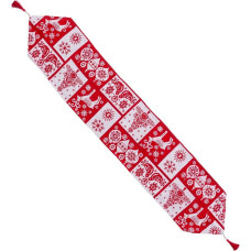 Table Runner Christmas White Red Polyester 180 x 33 cm