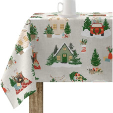 Stain-proof resined tablecloth Belum Merry Christmas Multicolour 150 x 150 cm