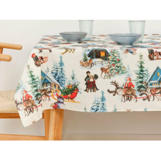 Stain-proof resined tablecloth Belum  Christmas Landscape Multicolour 150 x 150 cm