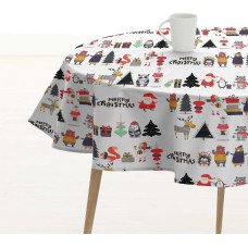 Tablecloth Belum Noel White Multicolour Ø 100 cm