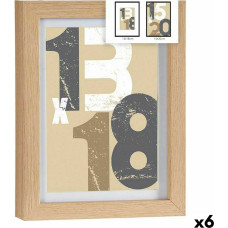 Photo frame 18 x 23 x 2,5 cm Natural Glass MDF Wood (6 Units)