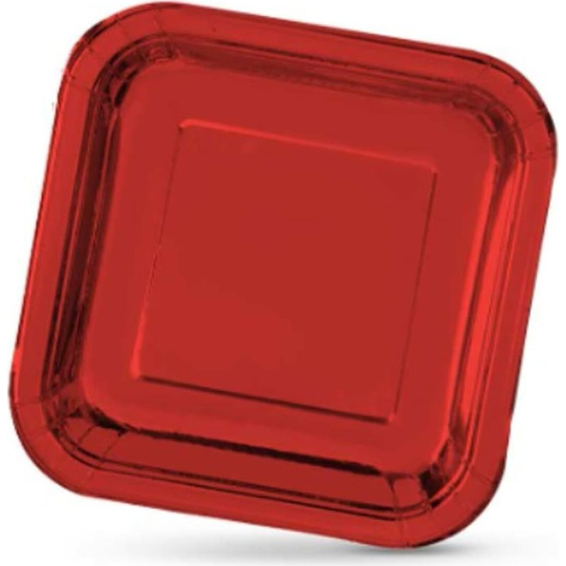 Plate set Algon Squared Cardboard Disposable 23 x 23 x 1,5 cm Red 10Units