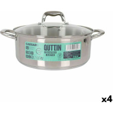 Casserole with glass lid Quttin Caesar Steel Ø 28 x 11 cm (4 Units)