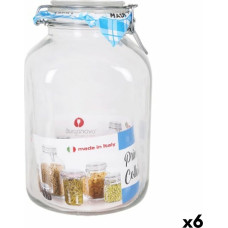 Jar Borgonovo Hermetic Transparent Crystal 4,25 L 14,5 x 14,5 x 26 cm (6 Units)