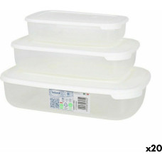 Set of 3 lunch boxes Tontarelli Family White Rectangular 29,6 x 19,8 x 7,7 cm (20 Units)