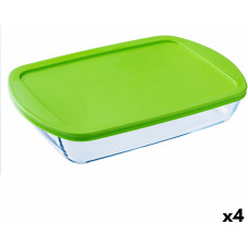 Rectangular Lunchbox with Lid Pyrex Cook & store Transparent Silicone Glass (4,5 L) (4 Units)