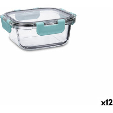 Hermetic Lunch Box Quid Purity Squared 530 ml Transparent Glass (12 Units)