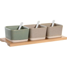 Appetizer Set DKD Home Decor 29 x 11,5 x 1,5 cm Porcelain Multicolour Bamboo Scandinavian