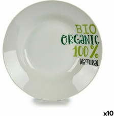 Deep Plate Organic White Green Ø 20,6 cm Porcelain (10Units)