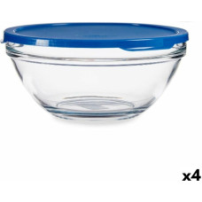 Round Lunch Box with Lid Chefs Blue 2,5 L 23,7 x 10,1 x 23,7 cm (4 Units)