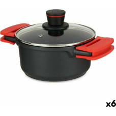 Casserole with glass lid Ø 20 cm Black Aluminium (6 Units)