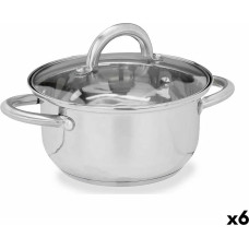 Casserole with glass lid Silver Stainless steel 27 x 10 x 19,5 cm (6 Units)