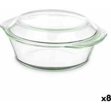 Casserole with lid Transparent Borosilicate Glass 2 L (8 Units)