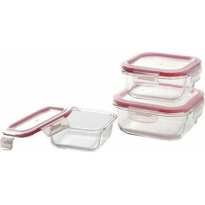 Set of lunch boxes Bergner Q4052 Squared Borosilicate Glass (3 pcs)