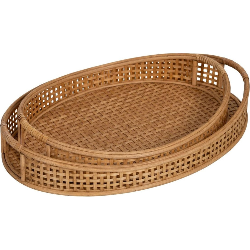 Tray Natural Bamboo 56 x 37 x 9,5 cm (2 Units)