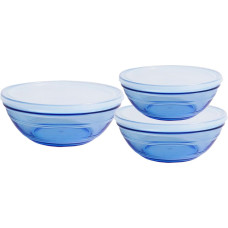 Set of bowls Duralex Marine Blue With lid 3 Pieces