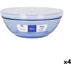 Round Lunch Box with Lid Duralex   Crystal Blue Ø 20,5 cm (4 Units)