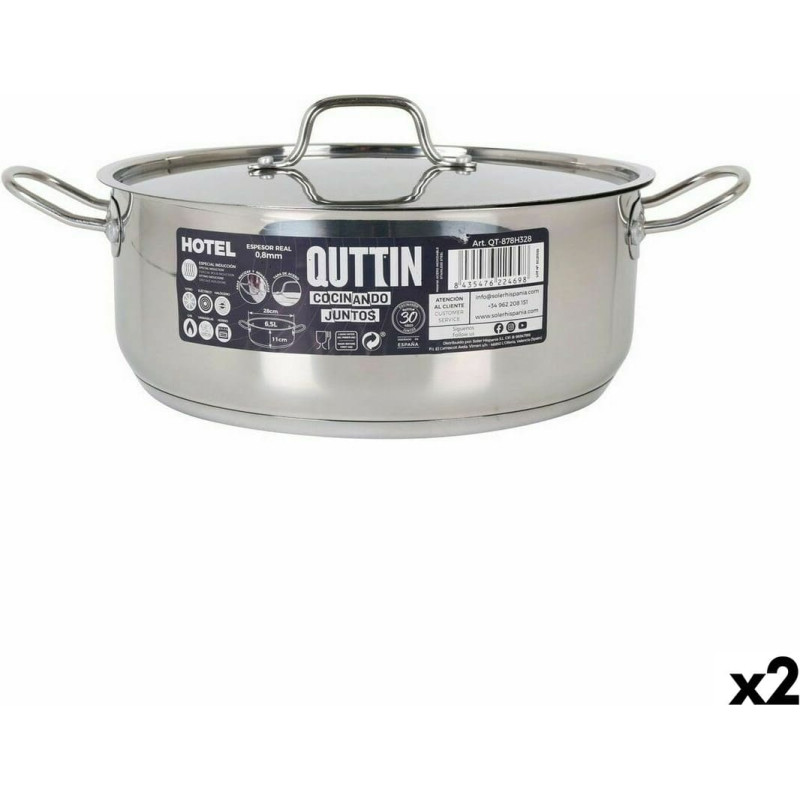 Casserole with lid Quttin Hotel Steel Ø 28 x 11 cm (2 Units)