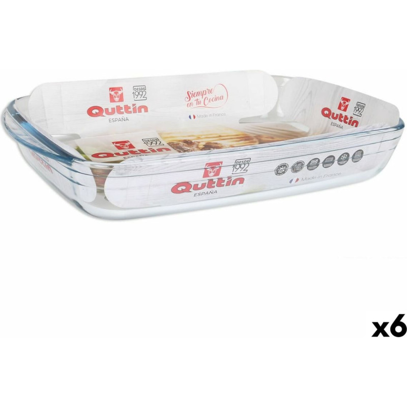 Oven Dish Quttin   Transparent Glass Rectangular 3 L 35,4 x 22 x 5,5 cm (6 Units)