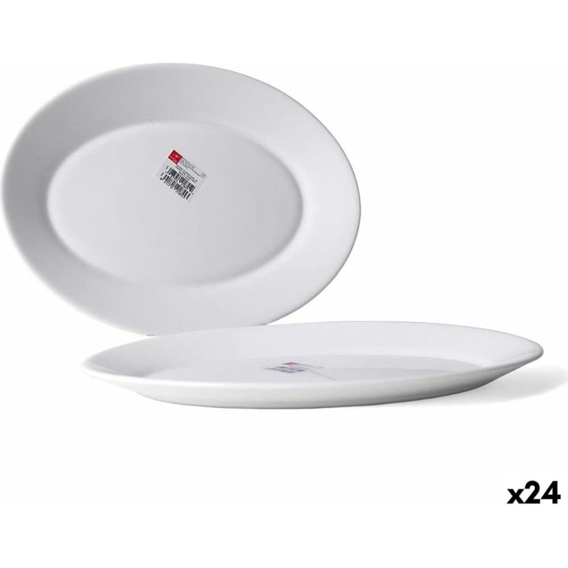 Serving Platter Bormioli Toledo White Glass Oval 30 x 21 x 2,7 cm (24 Units)