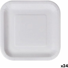 Plate set Algon Disposable White Cardboard Squared 23 cm (24 Units)