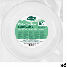 Set of reusable plates Algon Circular White Plastic 20,5 x 3 cm (6 Units)