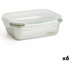 Hermetic Lunch Box Bidasoa Theo 19,5 x 14,5 x 8 cm 850 ml Silver Metal (6 Units)