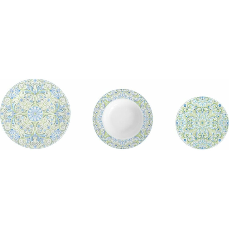 Dinnerware Set DKD Home Decor Porcelain Blue Green 18 Pieces