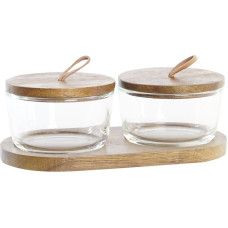 2 caurules DKD Home Decor 20,5 x 10,5 x 7 cm Stikls Brūns Caurspīdīgs Akācija 240 ml