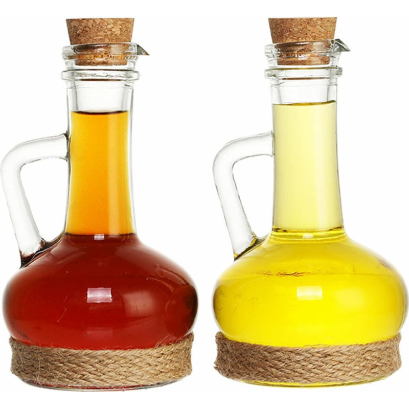 Oil and Vinegar Set DKD Home Decor 9 x 9 x 16 cm Crystal Natural Transparent Cork 320 ml 2 Units