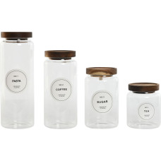 4 Tubs Home ESPRIT Natural Acacia Borosilicate Glass 1 L 1,3 L 1,7 L 10 x 10 x 29,5 cm