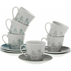 Komplekts 6 tējas tasītes ar apakštasītēm Versa Nomma Porcelāns 9 x 14 x 14 cm 10,5 x 8 x 6 cm 14 x 14 x 2 cm