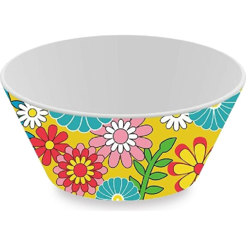 Salad Bowl Versa Yellow Polyethylene RPET Ø 10,9 cm Flowers