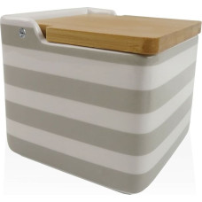 Salt Shaker with Lid Versa Grey Ceramic Bamboo Dolomite Stripes 12,2 x 11,5 x 12,2 cm