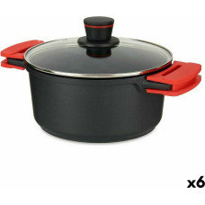 Casserole with glass lid Ø 24 cm Black Aluminium (6 Units)