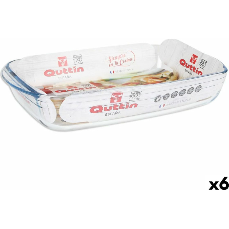 Oven Dish Quttin   Transparent Glass Rectangular 4,2 L 38,8 x 23,9 x 6,6 cm (6 Units)