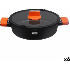 Casserole with glass lid Quttin Gastro Black Orange 36,5 x 27 x 8,5 cm (6 Units)