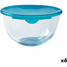 Round Lunch Box with Lid Pyrex Cook & Store Blue 15 x 15 x 8 cm 500 ml Silicone Glass (6 Units)